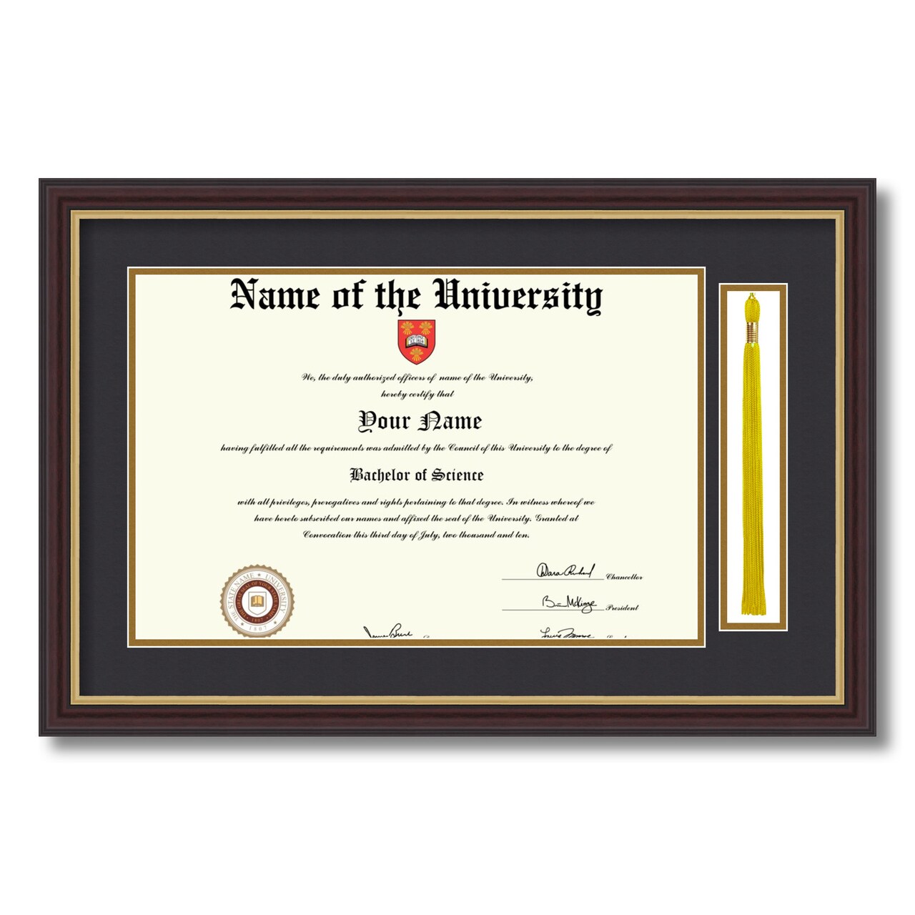 ArtToFrames 11x17 inch Diploma Frame with Tassel Opening - Framed with Black and Gold Mats, Comes with Regular Acrylic and Sawtooth Hanger for Wall Hanging (DT-11x17)